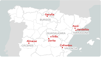 mapa de españa - centrales nucleares